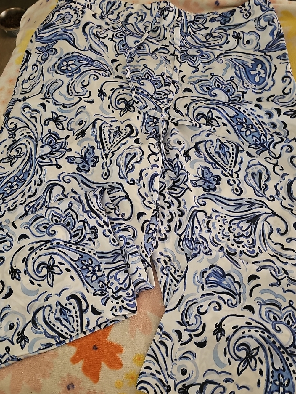 Talbots White Shorts with Blue Paisley Print